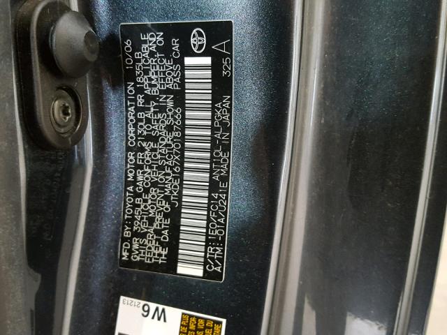 JTKDE167X70187666 - 2007 TOYOTA SCION TC ნაცრისფერი ფოტო 10