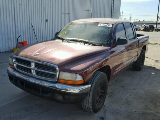 1B7GL2AN61S135999 - 2001 DODGE DAKOTA QUA MAROON photo 2