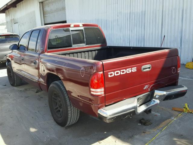 1B7GL2AN61S135999 - 2001 DODGE DAKOTA QUA MAROON photo 3