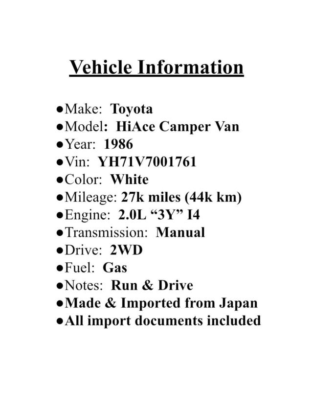 YH71V7001761 - 1986 TOYOTA VAN WHITE photo 9