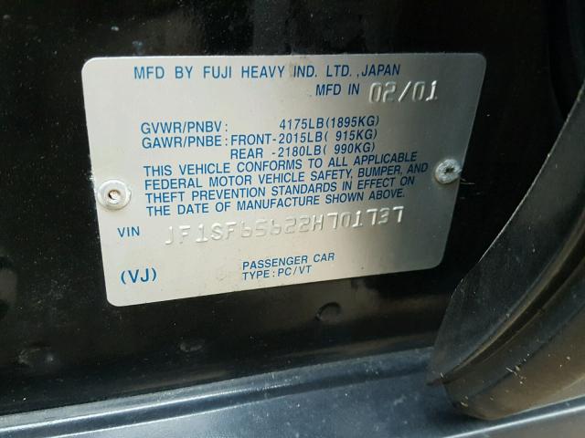 JF1SF65622H701737 - 2002 SUBARU FORESTER S Qara foto 10