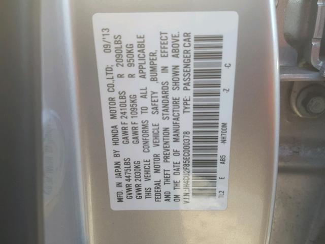 JH4CU2F85EC000378 - 2014 ACURA TSX SE SILVER photo 10