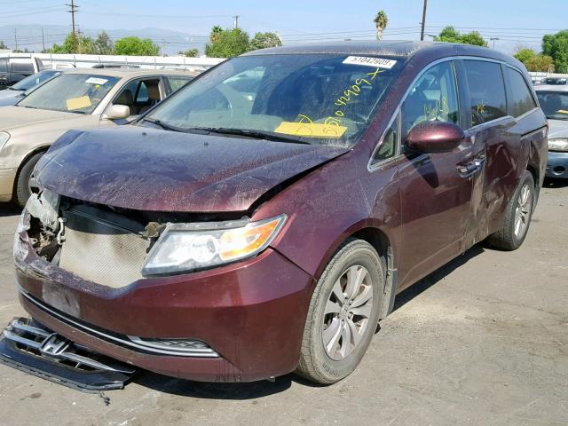 5FNRL5H61EB080924 - 2014 HONDA ODYSSEY EX BURGUNDY photo 2