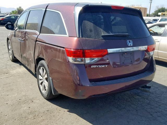 5FNRL5H61EB080924 - 2014 HONDA ODYSSEY EX BURGUNDY photo 3