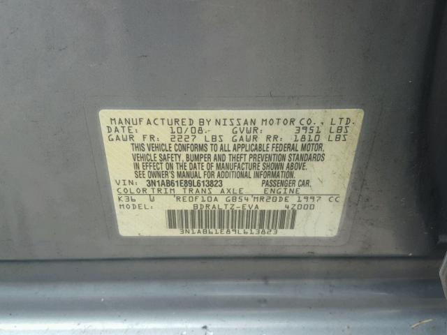 3N1AB61E89L613823 - 2009 NISSAN SENTRA 2.0 GRAY photo 10