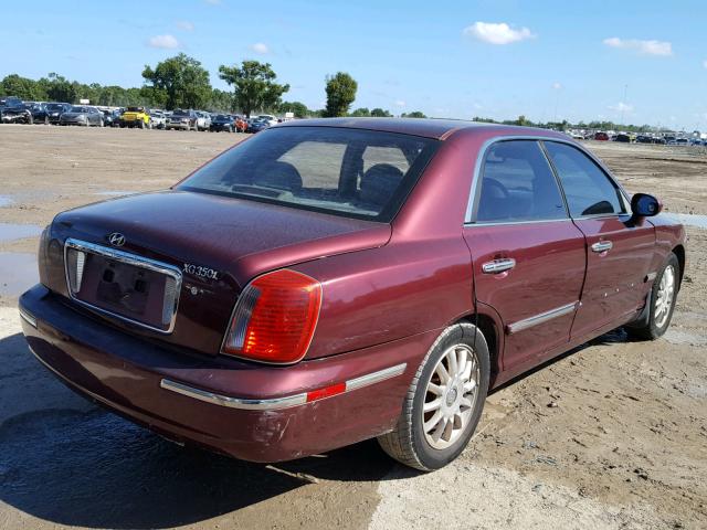 KMHFU45E94A294603 - 2004 HYUNDAI XG 350 BURGUNDY photo 4