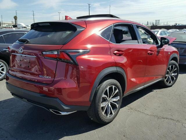 JTJYARBZ1H2072533 - 2017 LEXUS NX 200T RED photo 4