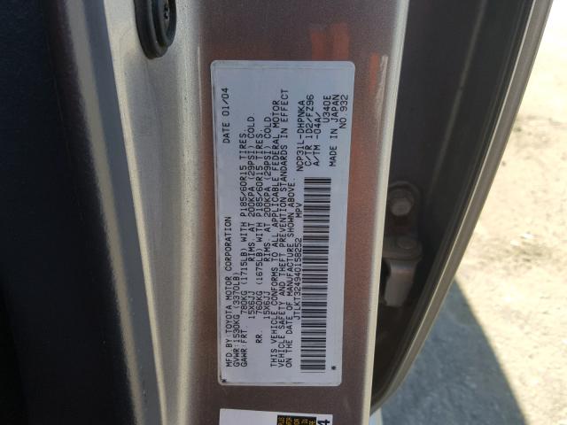 JTLKT324940158252 - 2004 TOYOTA SCION XB გრაფიტი ფოტო 10