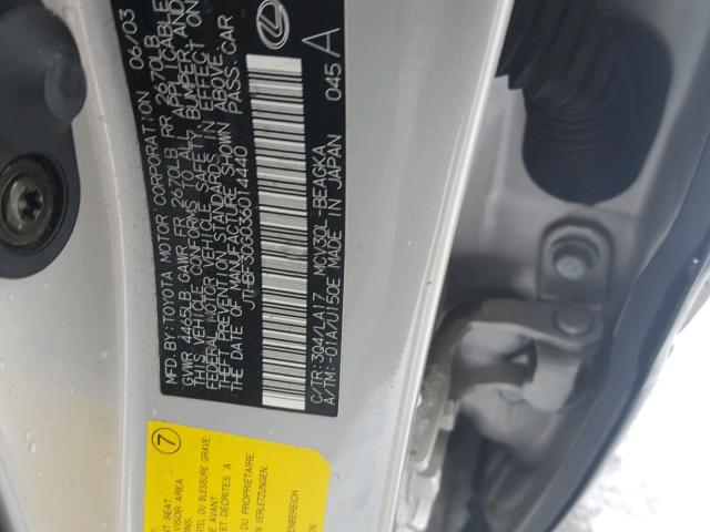 JTHBF30G036014440 - 2003 LEXUS ES 300 WHITE photo 10