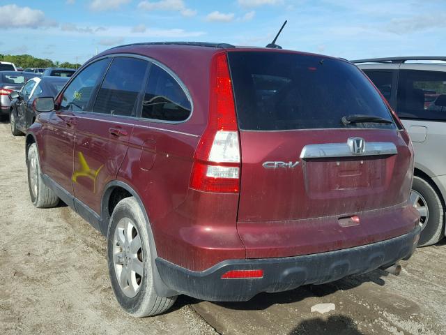 5J6RE38789L000345 - 2009 HONDA CR-V EXL BURGUNDY photo 3