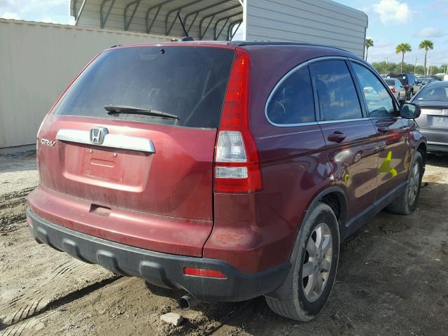 5J6RE38789L000345 - 2009 HONDA CR-V EXL BURGUNDY photo 4