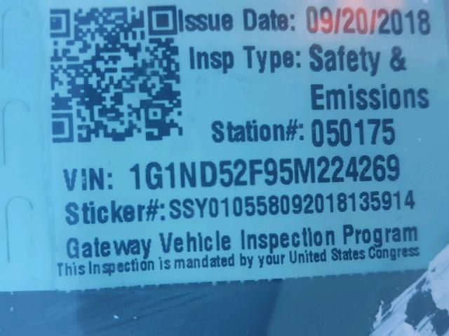 1G1ND52F95M224269 - 2005 CHEVROLET CLASSIC GRAY photo 10