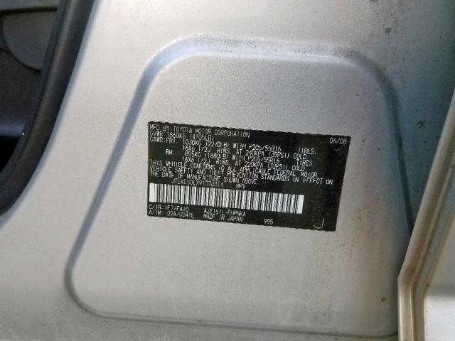 JTLKE50EX91070314 - 2009 TOYOTA SCION XB SILVER photo 10