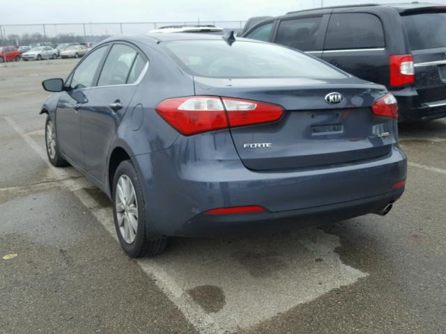 KNAFX4A89E5102325 - 2014 KIA FORTE EX BLUE photo 3