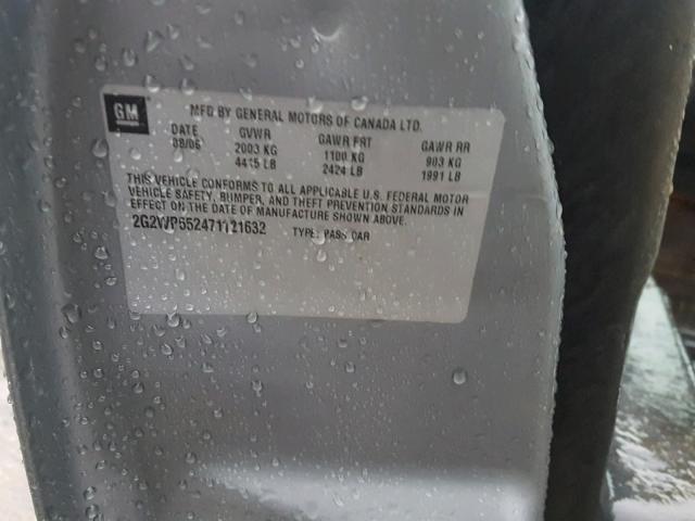 2G2WP552471121632 - 2007 PONTIAC GRAND PRIX GRAY photo 10