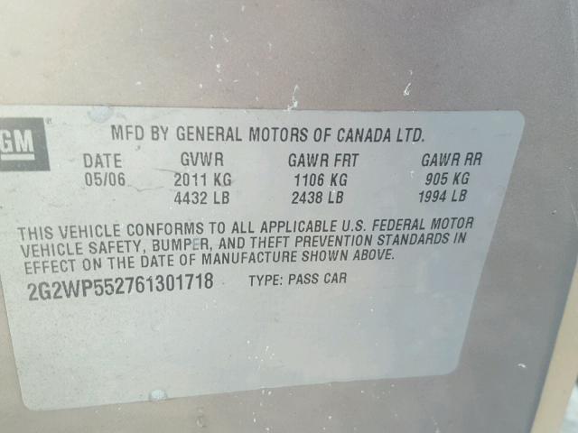 2G2WP552761301718 - 2006 PONTIAC GRAND PRIX ყავისფერი ფოტო 10