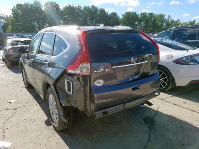 2HKRM4H72CH607559 - 2012 HONDA CR-V EXL GRAY photo 3