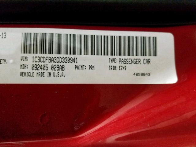 1C3CDFBA3DD330941 - 2013 DODGE DART SXT RED photo 10