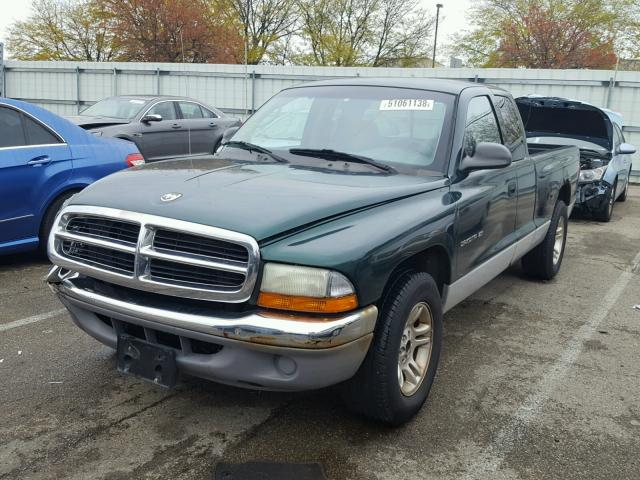 1B7GL22X61S341503 - 2001 DODGE DAKOTA GREEN photo 2