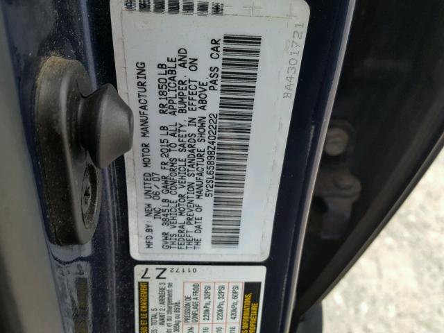 5Y2SL65898Z402222 - 2008 PONTIAC VIBE BLUE photo 10