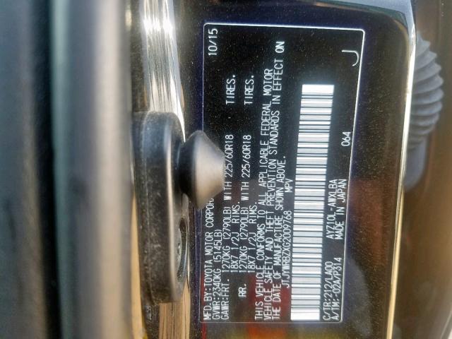 JTJYWRBZXG2009768 - 2016 LEXUS NX 300H BLACK photo 10