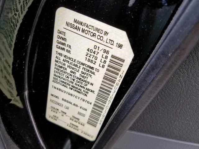 1N4BU31D6TC179704 - 1996 NISSAN ALTIMA XE BLACK photo 10