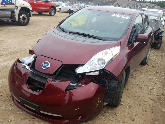 1N4BZ0CPXGC312980 - 2016 NISSAN LEAF SV BURGUNDY photo 2