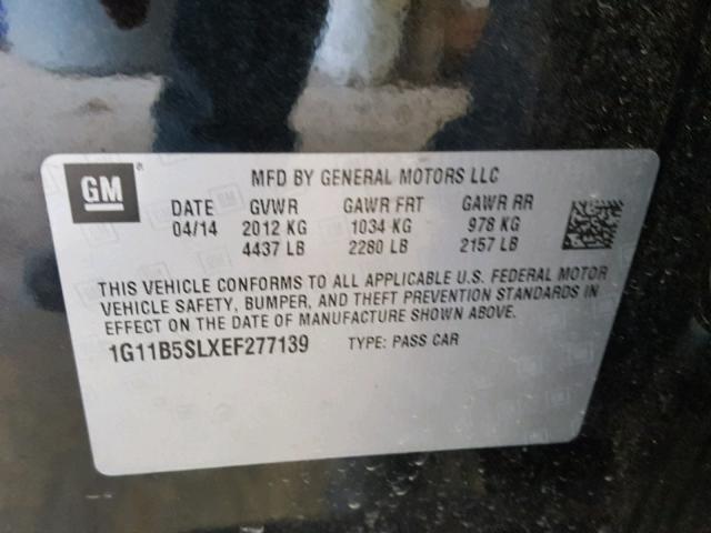 1G11B5SLXEF277139 - 2014 CHEVROLET MALIBU LS BLACK photo 10