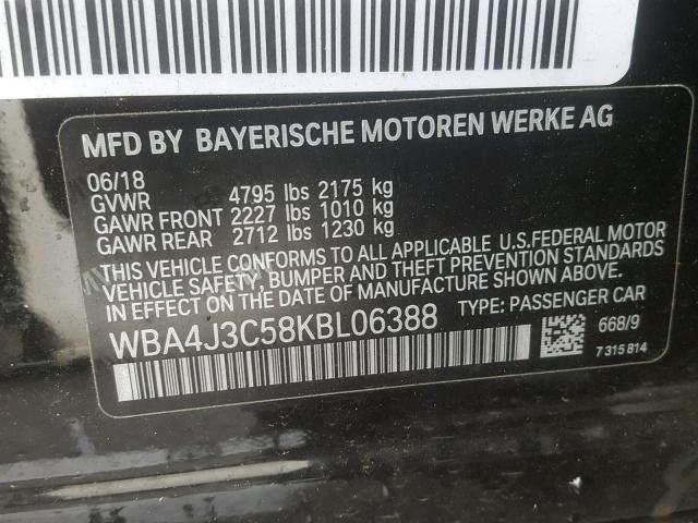 WBA4J3C58KBL06388 - 2019 BMW 430XI GRAN BLACK photo 10
