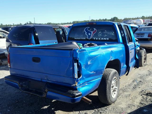 1B7GL2AN7YS671645 - 2000 DODGE DAKOTA QUA BLUE photo 4