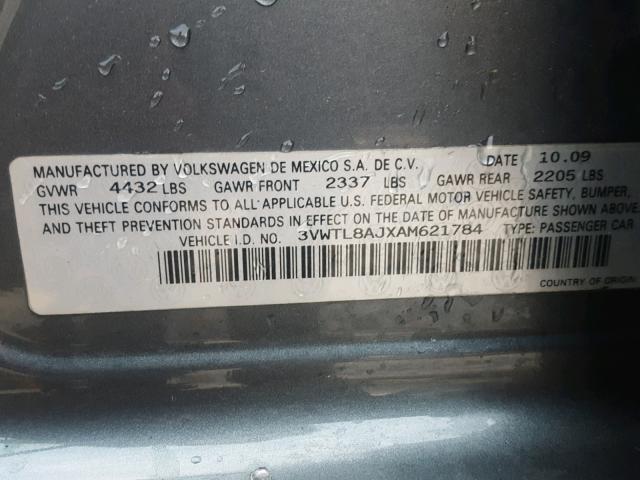 3VWTL8AJXAM621784 - 2010 VOLKSWAGEN JETTA TDI SILVER photo 10