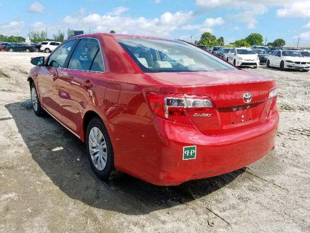 4T4BF1FK2DR275634 - 2013 TOYOTA CAMRY L RED photo 3
