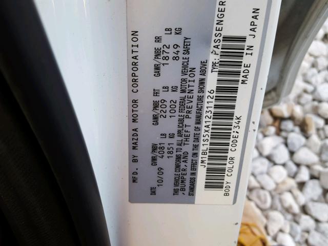 JM1BL1S5XA1231126 - 2010 MAZDA 3 S WHITE photo 10