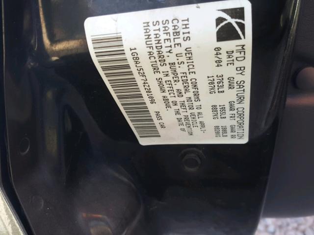 1G8AJ52F74Z201096 - 2004 SATURN ION LEVEL GRAY photo 10