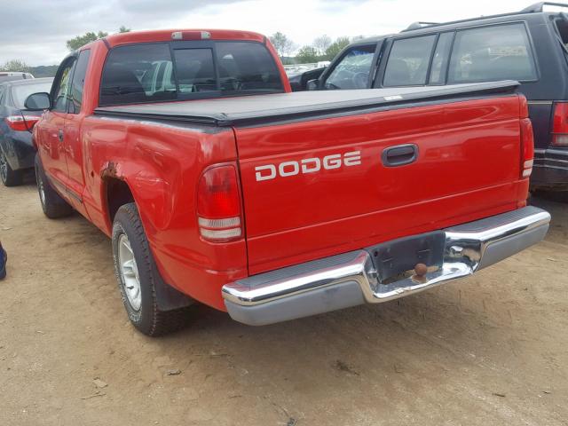 1B7GL22XXXS151227 - 1999 DODGE DAKOTA RED photo 3