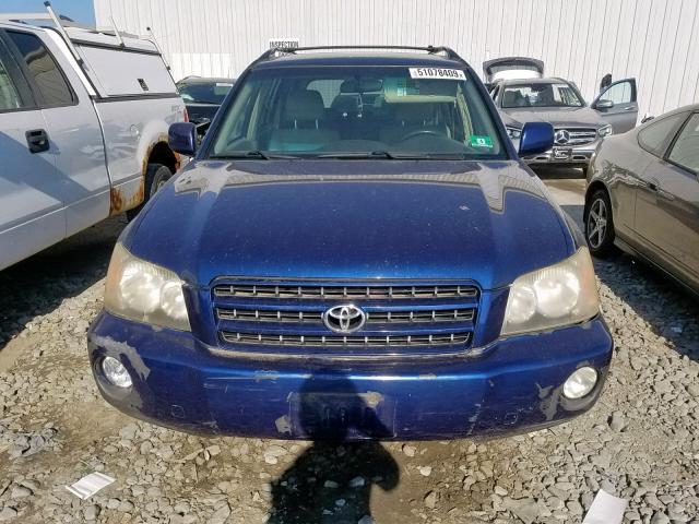 JTEHF21A920069238 - 2002 TOYOTA HIGHLANDER BLUE photo 9