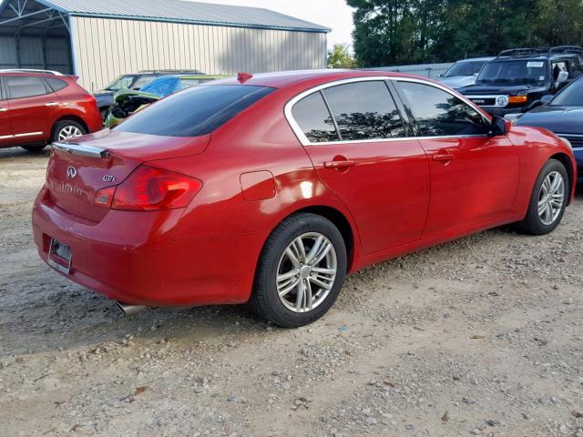 JN1CV6AR8AM454525 - 2010 INFINITI G37 RED photo 4