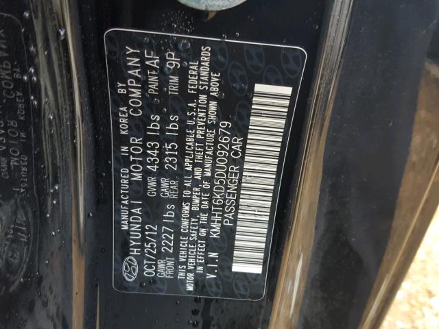 KMHHT6KD5DU092679 - 2013 HYUNDAI GENESIS CO BLACK photo 10