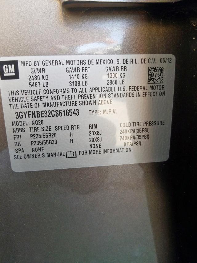 3GYFNBE32CS616543 - 2012 CADILLAC SRX PERFOR ყავისფერი ფოტო 10