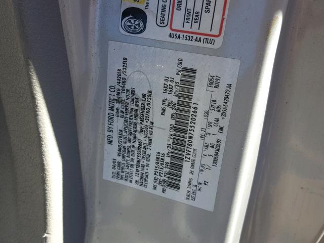 1ZVFT80N755202661 - 2005 FORD MUSTANG SILVER photo 10