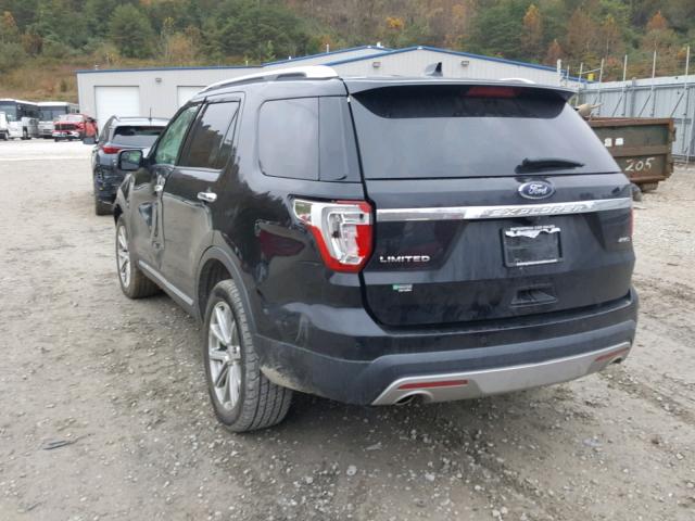 1FM5K8F86GGA71454 - 2016 FORD EXPLORER L BLACK photo 3