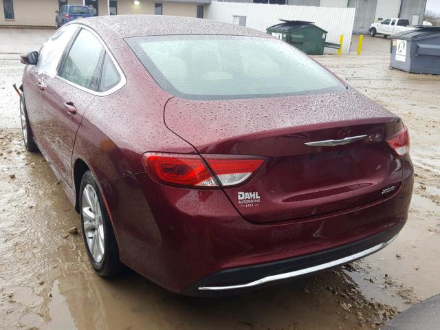 1C3CCCABXFN669379 - 2015 CHRYSLER 200 LIMITE BURGUNDY photo 3