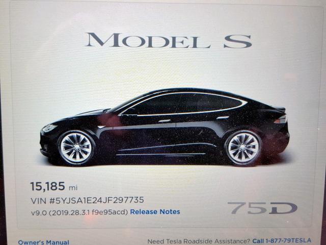 5YJSA1E24JF297735 - 2018 TESLA MODEL S BLACK photo 8