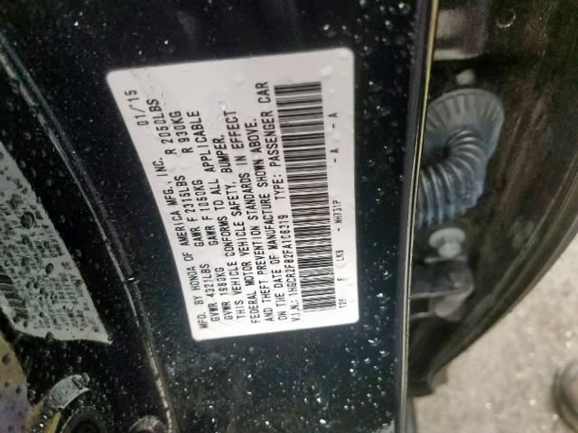 1HGCR2F82FA106319 - 2015 HONDA ACCORD EXL BLACK photo 10