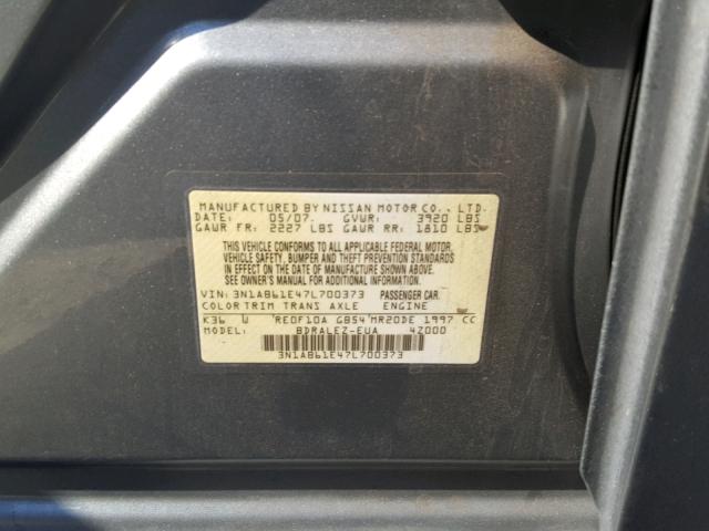 3N1AB61E47L700373 - 2007 NISSAN SENTRA 2.0 GRAY photo 10