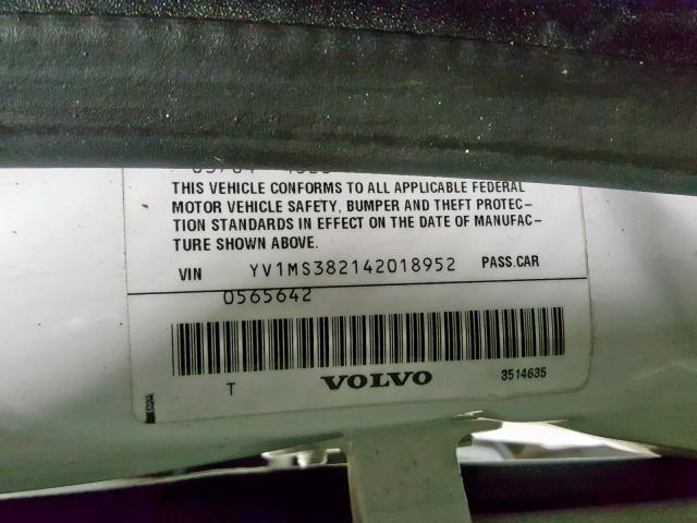 YV1MS382142018952 - 2004 VOLVO S40 2.4I WHITE photo 10