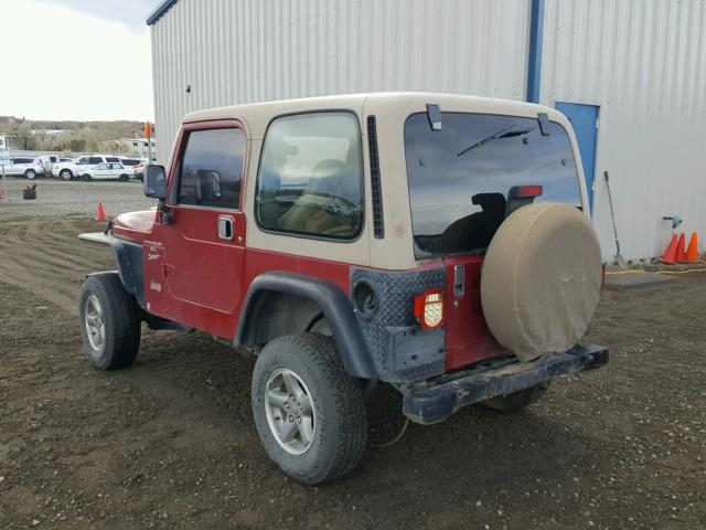 1J4FY19S8XP477638 - 1999 JEEP WRANGLER / RED photo 3