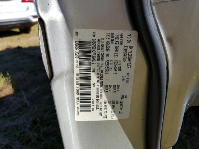 2A8GM68X37R300213 - 2007 CHRYSLER PACIFICA T SILVER photo 10