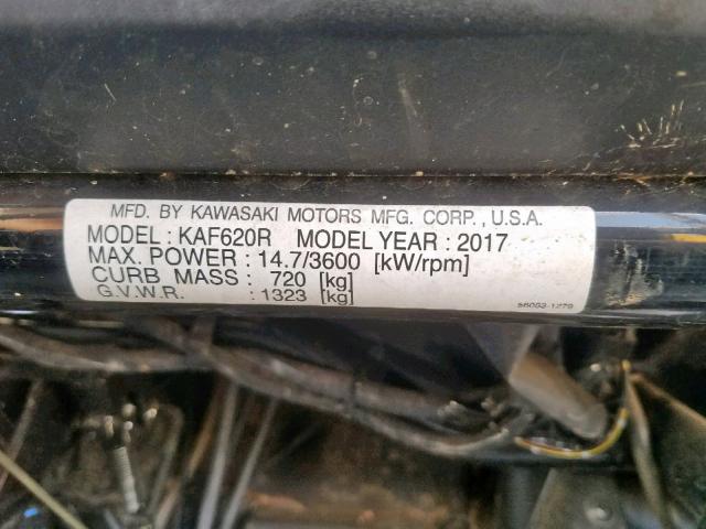 JK1AFCR12HB528830 - 2017 KAWASAKI KAF620 R RED photo 10