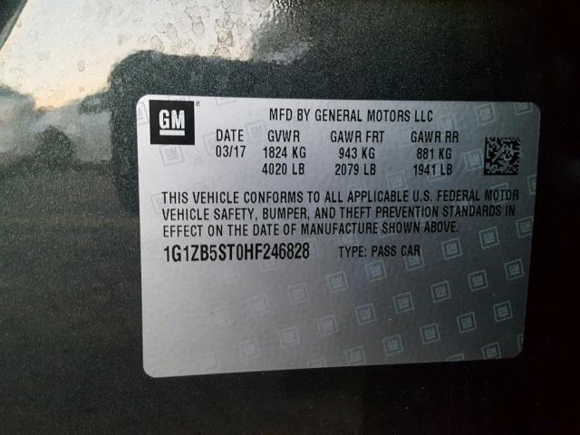 1G1ZB5ST0HF246828 - 2017 CHEVROLET MALIBU LS 灰色 照片 10